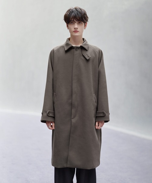 セール】ビッグシルエットウールタッチ比翼ステンカラーコート（ステン