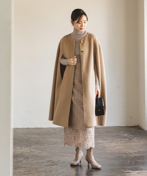 Noble（ノーブル）の「リバーシブルビーバーケープコート（ノーカラー