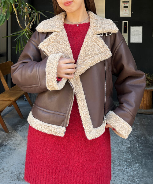 Chico（チコ）の「ボアレザーライダースジャケット（その他アウター