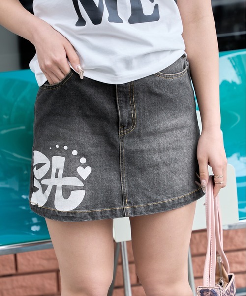 セール】shritaロゴデニムミニスカート（デニムスカート）｜shrita