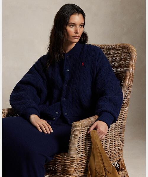 ケーブルニット ウールカシミヤ ボンバー ジャケット（ブルゾン