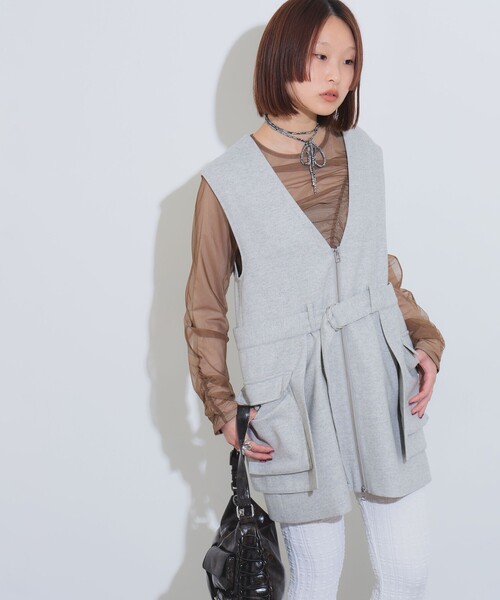 Ray BEAMS（レイビームス）の「ツイード ポケット ノースリーブ ミニ
