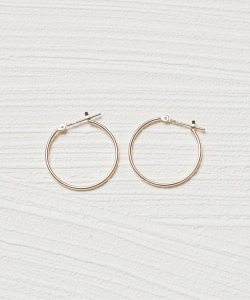 K18 フープ ピアス 1mm幅×20mm（ピアス（両耳用））｜Jewel closet by
