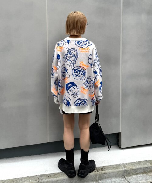 セール】【SOUNDS GOOOOD】アソートフェイス柄ファンキーニット