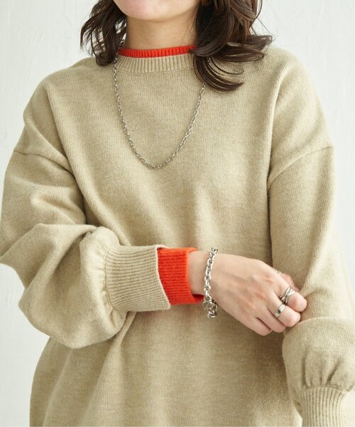 セール】7Gアルパカタッチレイヤードプルオーバー（ニット/セーター