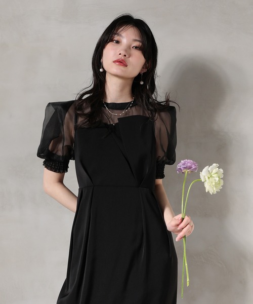 セール】シアーボックススリーブ ビスチェ ワンピース ドレス