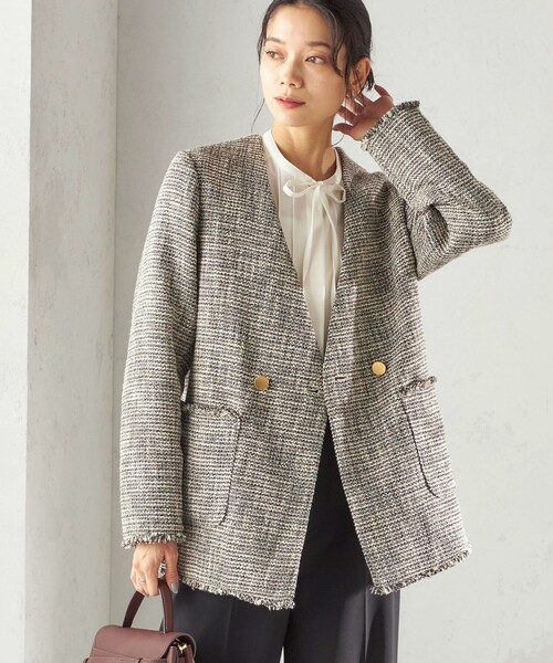 トライスピン 杢 ツイード カラーレス ジャケット（セレモニー対応可