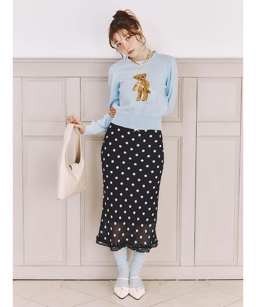 プリントシフォンバイアスミディスカート（スカート）｜LILY BROWN