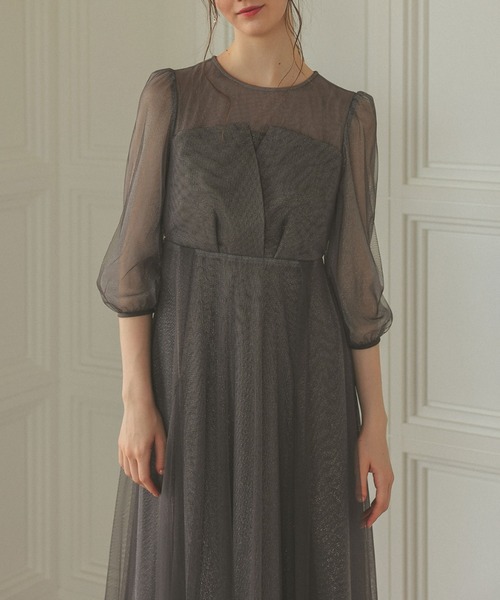 ビスチェ風トップス ラメチュールワンピース（ドレス）｜Dorry Doll