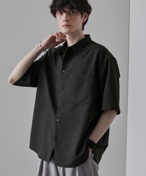 ウールライクファブリック オーバーサイズS/Sシャツ MONO-MART│MONO