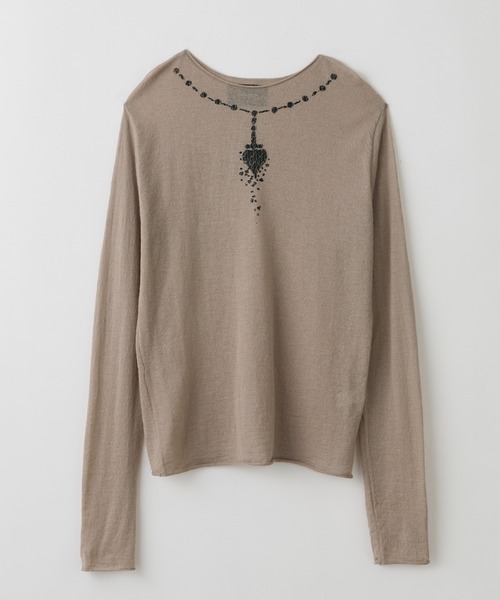 GRANCY】Print Design Sheer Knit / プリントデザインシアーニット