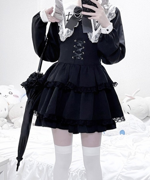 クロス刺繍3段フリルセットアップ 2点SET（セットアップ）｜MA*RS