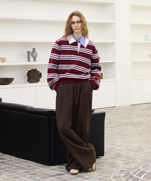 Multi Stripe jacquard Knit polo/マルチストライプジャガード