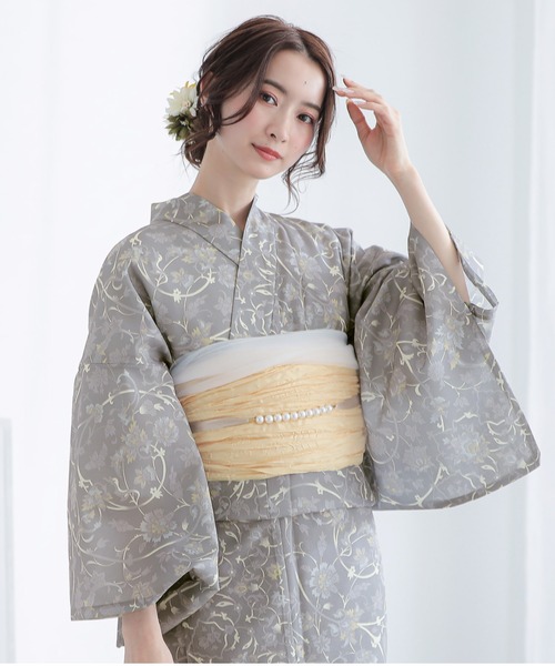 レディース 浴衣2点セット（浴衣＋しわ兵児帯）F/フリーサイズ