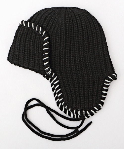 セール】ステッチ ローゲージ ニットアビエーター ニット帽（ニット