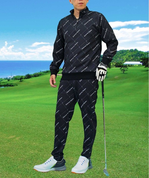 セール】ゴルフウェア 上下セットアップ ハーフジップトレーナー
