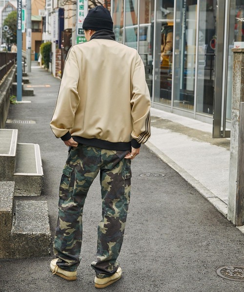 CODDERR】サイドラインリブ配色 サークルロゴ刺繍 オーバートラック