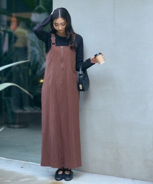 セール】高身長 ファスナーデザインジャンパースカート（トールサイズ