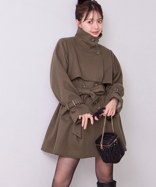 セール】2way/スタンドカラーミドルコート（チェスターコート）｜one