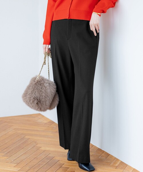 滝沢眞規子さん着用/洗える】ウォームストレッチ ワイド パンツ