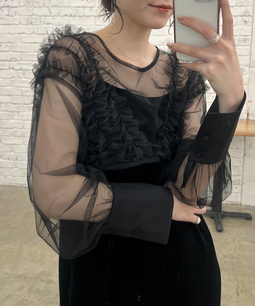 セール】【オケージョン】【サイズ展開あり】チュールフリルベロア