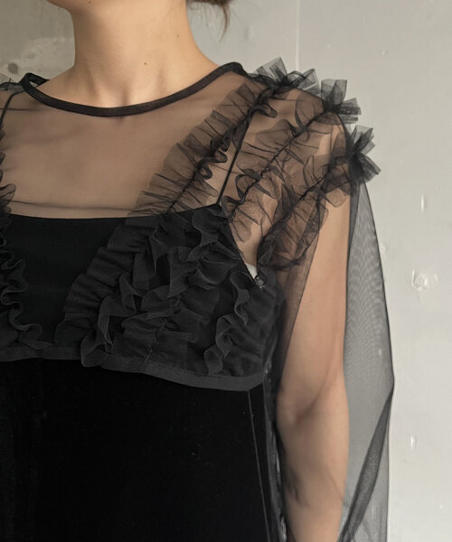 セール】【オケージョン】【サイズ展開あり】チュールフリルベロア