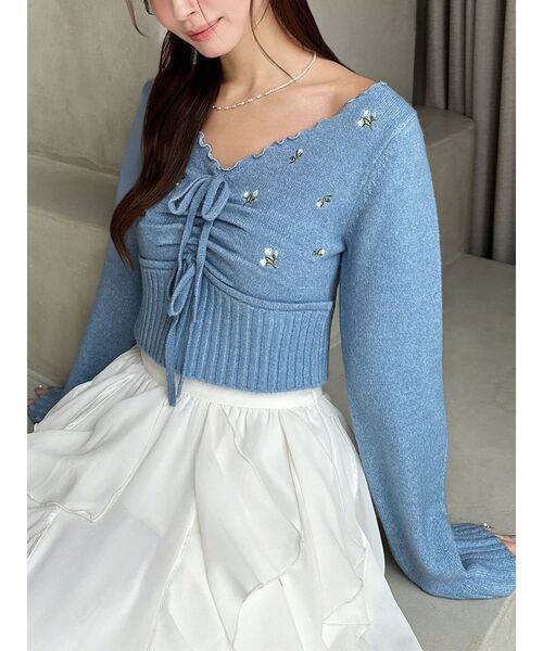 フラワーエンブロイダリーニットトップス（ニット/セーター）｜RESEXXY