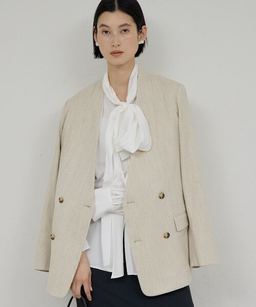 セール】【セットアップ対応】ノーカラーツイードジャケット（その他
