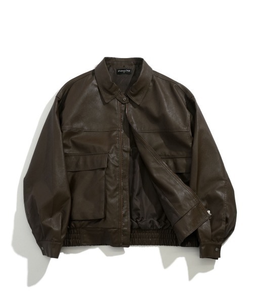 セール】2way PU leather A-2 zip-up/2way ヴィンテージライク PU