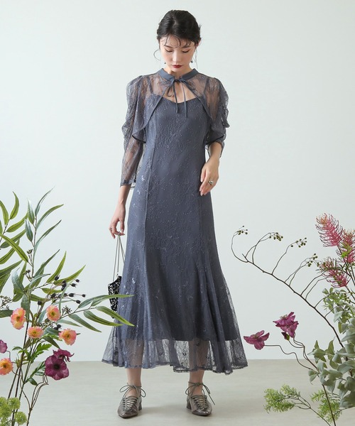 3way レースボレロセット フレア パーティー ドレス 2点 セット 結婚式