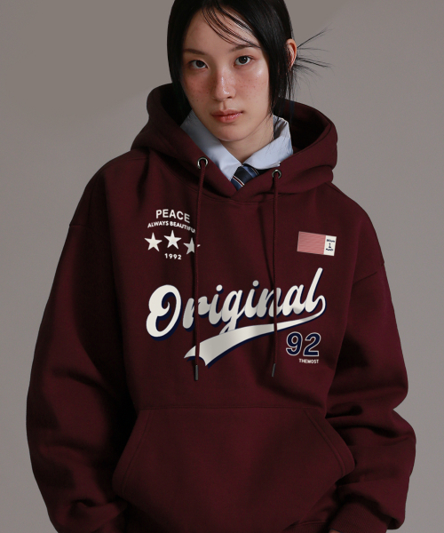 セール】ワンオリジナル92オーバーサイズフードパーカー_ワイン