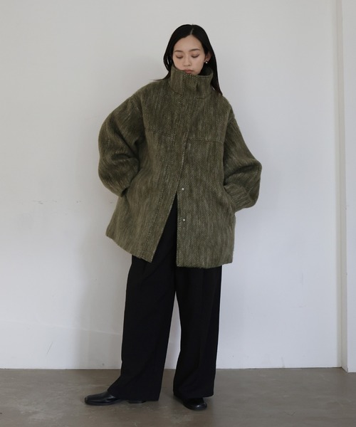 セール】シャギースタンドカラーコート（ステンカラーコート）｜hellam