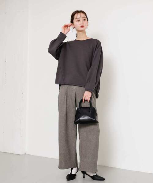 しゅうと】PEOPLE SENSE ペイント加工 ワイドパンツ グレー 美easy