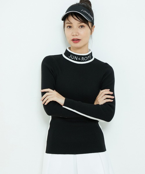 JUN&ROPE'（ジュンアンドロペ）の「ロゴモックネック長袖リブプル