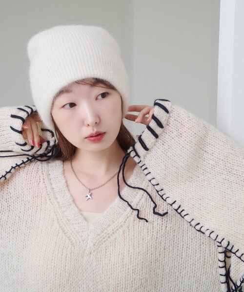 4色展開】モヘアタックビーニー（ニットキャップ/ビーニー）｜Kastane