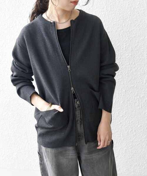 美品 ルチアーノバルベラ カシミヤ グレー ジッパー付き ジップ