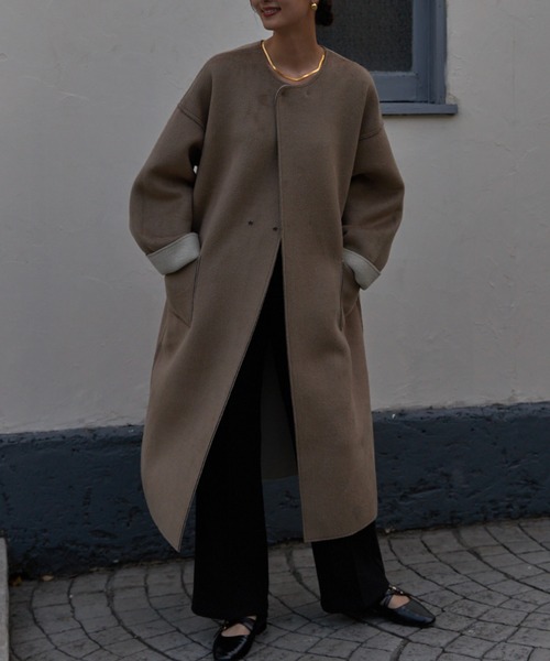 NEUNA（ヌナ）の「ボンディングリバーシブルロングコート（ノーカラー