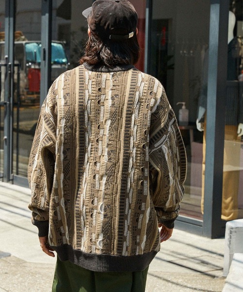 ヴィンテージライクジャガードストライプクルーネックプルオーバー