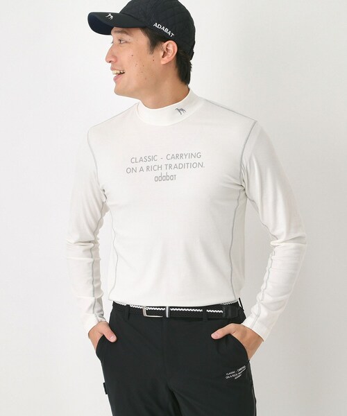 セール】【吸湿発熱】メッセージロゴモックネックロンT（Tシャツ