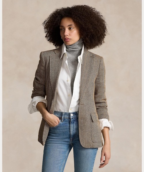 ヘリンボーン リネンブレンド ブレザー（テーラードジャケット）｜POLO