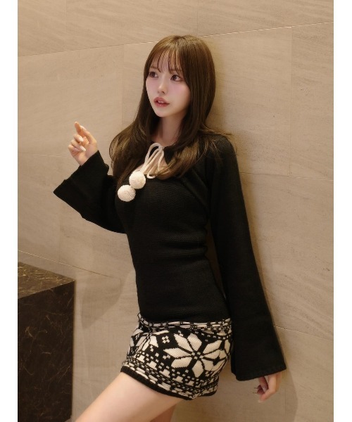 ノルディックパネルニットミニワンピース（ワンピース）｜Darich