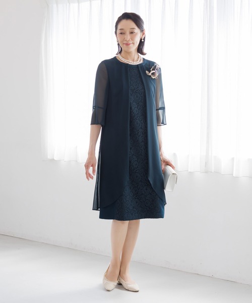 前開きレイヤード風ドレス/結婚式/パーティー/クルージング/発表会