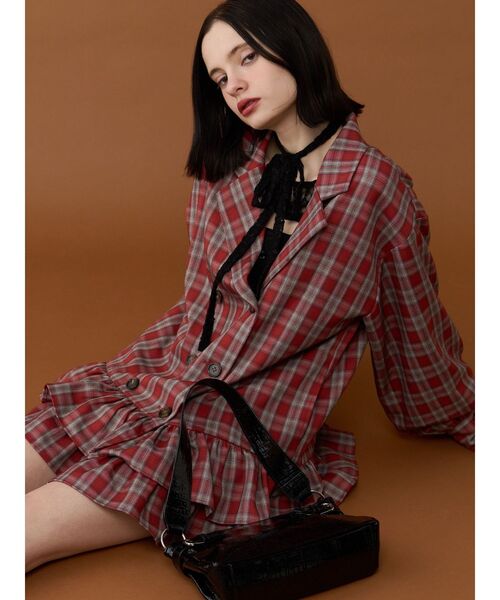 jouetie（ジュエティ）の「ヘムフリルトレンチミニワンピース