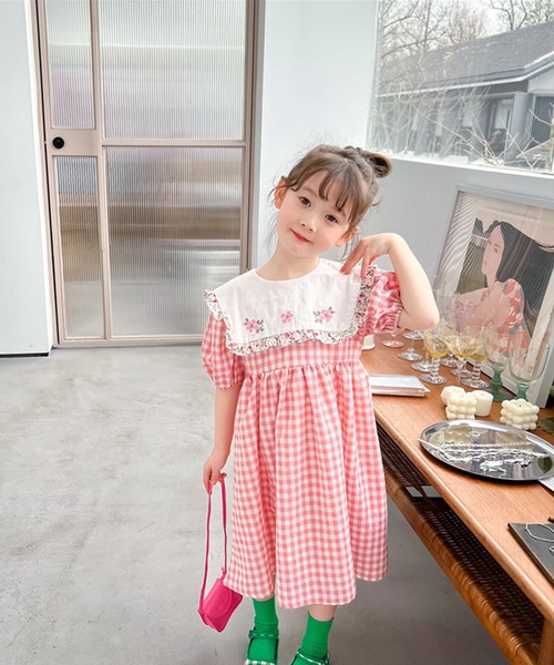 aimoha（アイモハ）の「aimoha-KIDS- 刺繍入りギンガムチェックロング