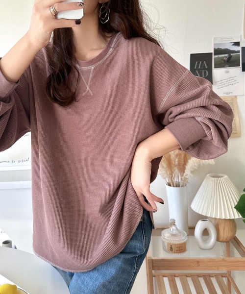 セール】《JaVaジャバ 別注》シンプルなのに格上げ。2way配色ワッフル