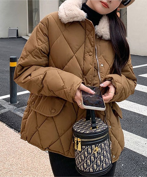 フェイクファー キルティングジャケット レディース（ダウンジャケット