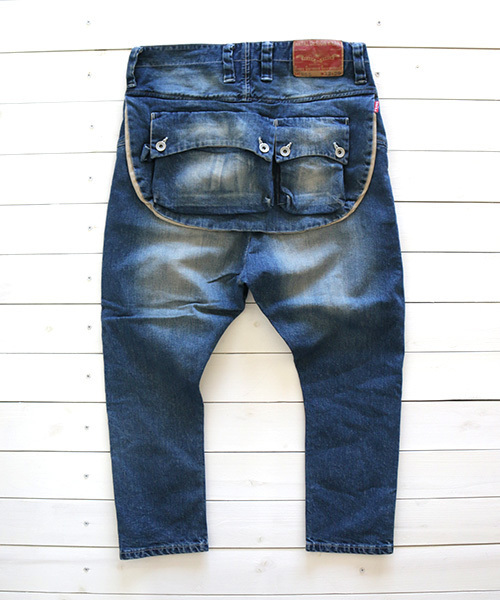 ネイタルデザイン】G55サルエルフラップデニムパンツ リアルダメージ