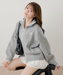 ダブルジップアップ」に該当するレディースのニット/セーター（グレー