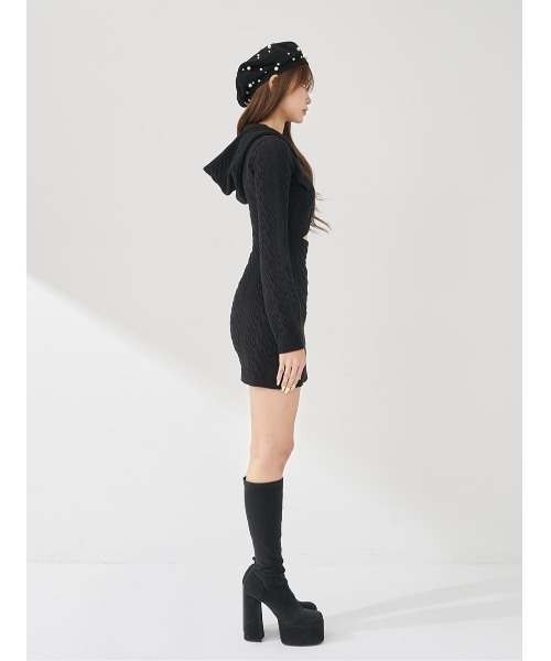 新品タグ付き ダーリッチ オープンケーブルニットミニワンピース