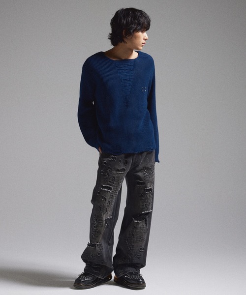 GRANCY】Pierced Damage Knit / ピアスダメージニット（ニット